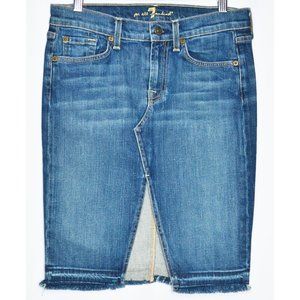 7 For All Mankind Roxy Denim Skirt 5 Pockets Raw Edge Hem Size W30